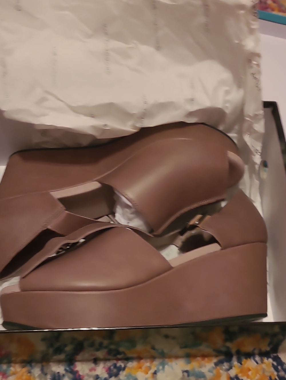 Chocolat Blu Platform Wedge Sandals with Ankle Buckle Strap